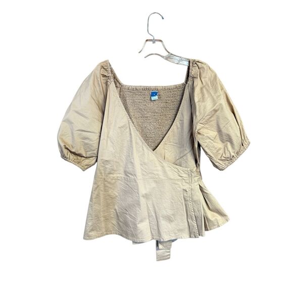 Old Navy Tops - Old navy Low V Wrap Blouse Camel Sz M NWOT